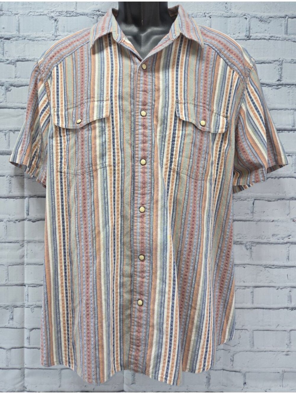 Lucky Brand Mens Multicolor Striped Snap Shirt XL 100% Cotton